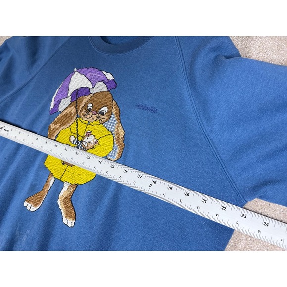 VTG Daniel Hechter Paris Crewneck Sweatshirt Bunny Rabbit Graphic Grannycore L - Picture 8 of 9